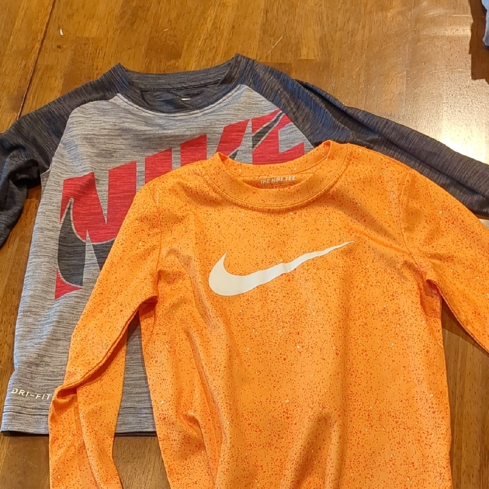 Nike Orange and Gray Long Sleeve Tees
